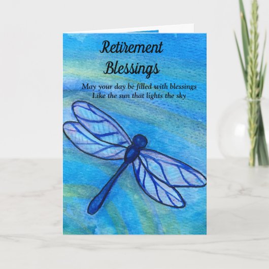 Irish Blessing Blue Dragonfy Moed Pensioen Kaart (Voorkant)