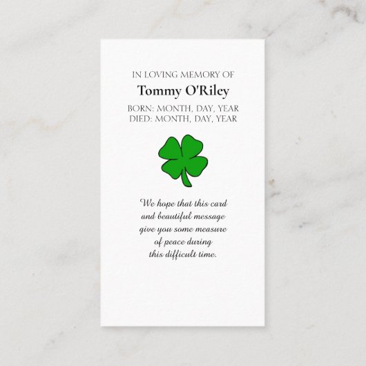 Irish Blessing Blue Purple Green Orange Prayer Visitekaartje (Achterkant)