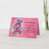 Irish Blessing Borstkanker Roze lint Blauwe Vogel Kaart (Voorkant)