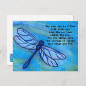 Irish Blessing Brave Blue Dragonfly Courage Briefkaart (Voorkant / Achterkant)