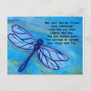 Irish Blessing Brave Blue Dragonfly Courage Briefkaart