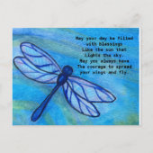 Irish Blessing Brave Blue Dragonfly Courage Briefkaart (Voorkant)