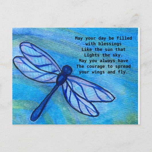 Irish Blessing Brave Blue Dragonfly Courage Briefkaart (Voorkant)