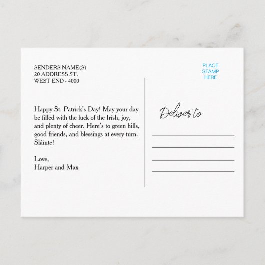 Irish Blessing Briefkaart (Achterkant)