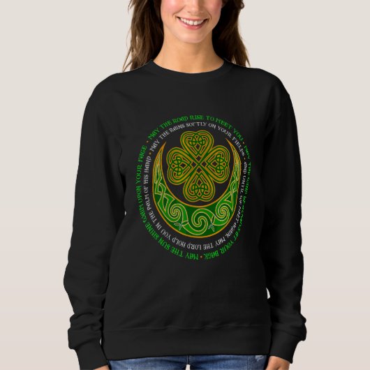 Irish Blessing Celtic Knot 4 Leaf C St Patrick's D Trui (Voorkant)