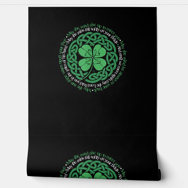 Irish Blessing, Celtic Knot & 4-Leaf Clover Luck V Behang (Afrollen)