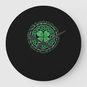Irish Blessing, Celtic Knot & 4-Leaf Clover Luck V Grote Klok