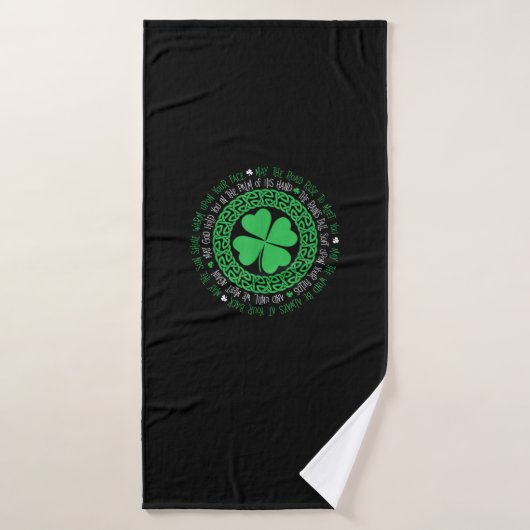 Irish Blessing Celtic Knot 4 Leaf Clover - St. Pat Badhanddoek (Badhanddoek)