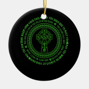 Irish Blessing Celtic Knot 4 Leaf Clover - St. Pat Keramisch Ornament