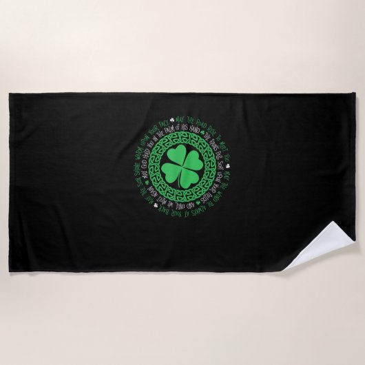 Irish Blessing Celtic Knot 4 Leaf Clover - St. Pat Strandlaken (Voorkant)