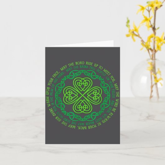 Irish Blessing Celtic Knot &amp; 4-leaf Clover Luc Kaart (Gele Bloem)
