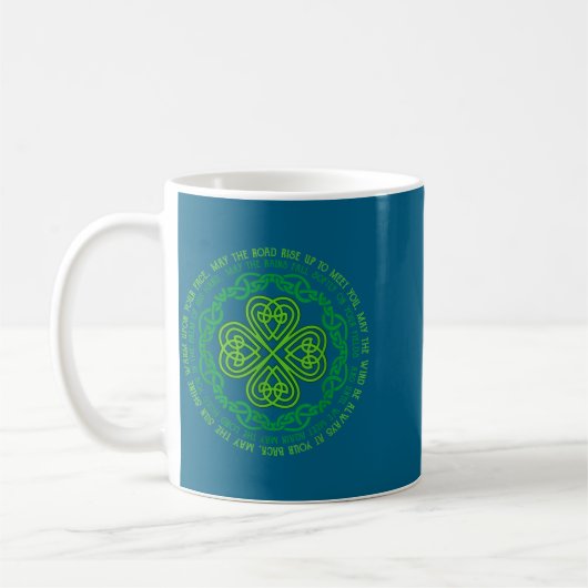 Irish Blessing Celtic Knot &amp; 4-leaf Clover Luc Koffiemok (Links)