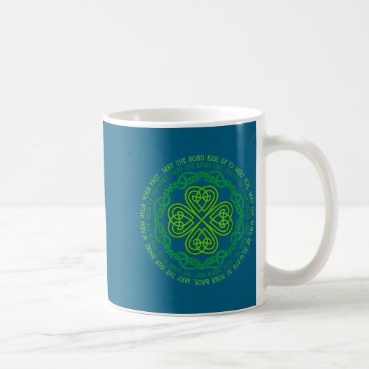 Irish Blessing Celtic Knot &amp; 4-leaf Clover Luc Koffiemok (Rechts)