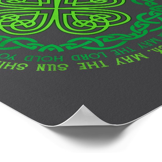 Irish Blessing Celtic Knot &amp; 4-leaf Clover Luc Poster (Hoek)