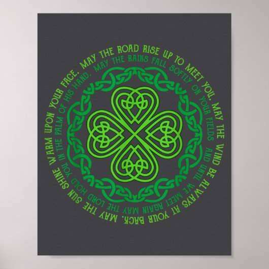 Irish Blessing Celtic Knot &amp; 4-leaf Clover Luc Poster (Voorkant)