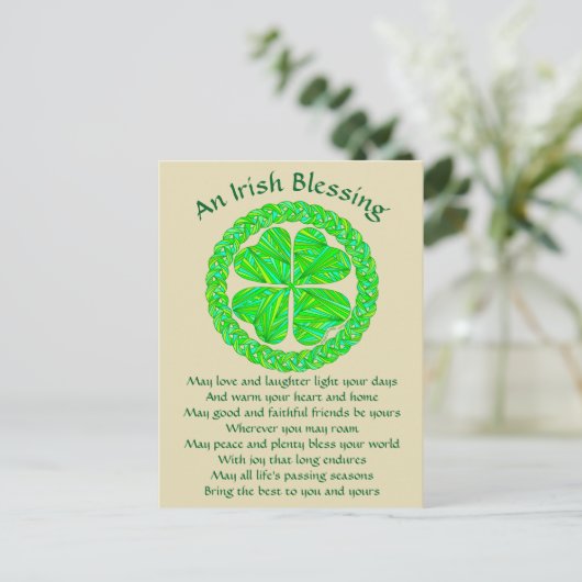 Irish Blessing Celtic Shamrock Briefkaart (Staand voorkant)