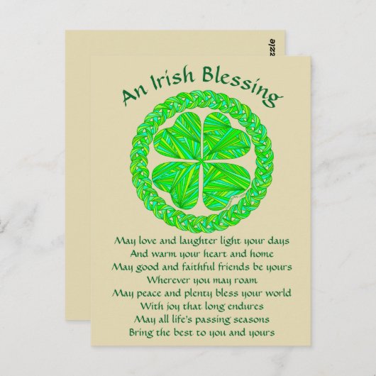 Irish Blessing Celtic Shamrock Briefkaart (Voorkant / Achterkant)