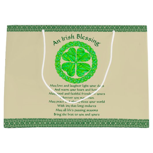 Irish Blessing Celtic Shamrock Groot Cadeauzakje (Voorkant)