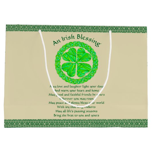 Irish Blessing Celtic Shamrock Groot Cadeauzakje (Achterkant)