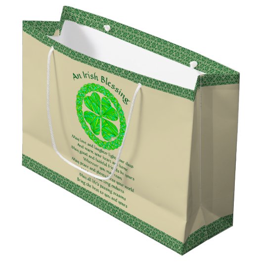 Irish Blessing Celtic Shamrock Groot Cadeauzakje (Voorkant Gekanteld)