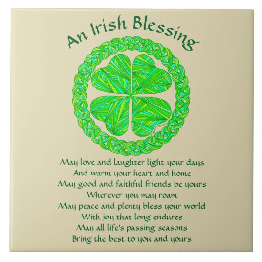Irish Blessing Celtic Shamrock Tegeltje (Voorkant)
