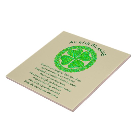 Irish Blessing Celtic Shamrock Tegeltje (Zijkant)
