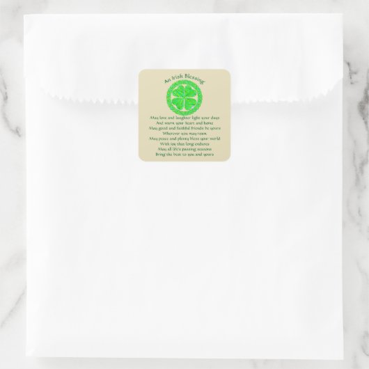 Irish Blessing Celtic Shamrock Vierkante Sticker (Tas)