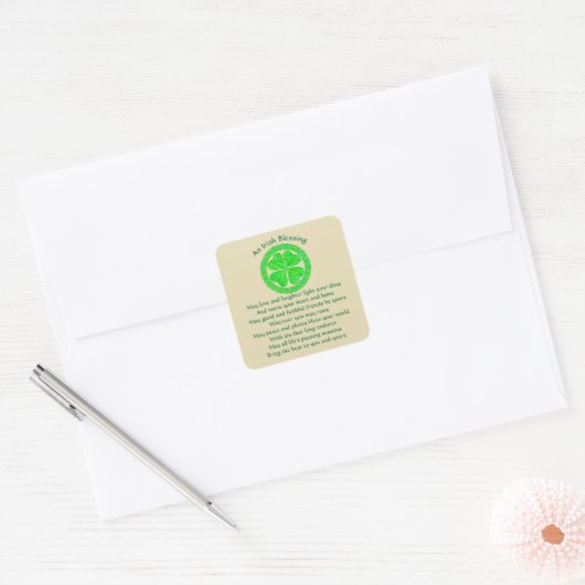 Irish Blessing Celtic Shamrock Vierkante Sticker (Envelop)