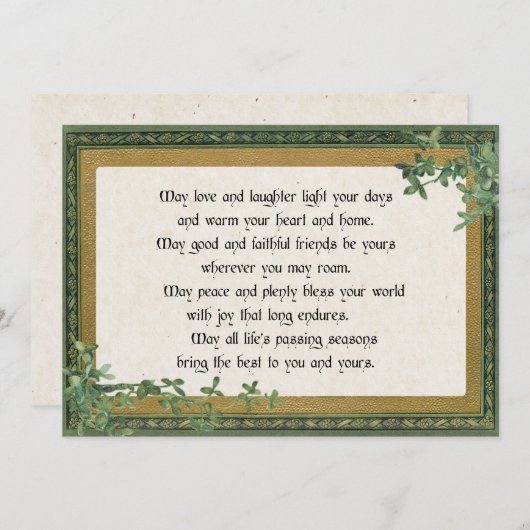  Irish Blessing & Clover in  Lijst Feestdagenkaart (Voorkant / Achterkant)