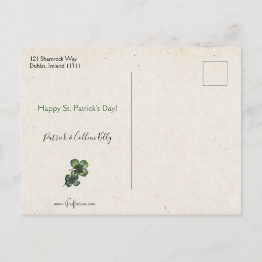  Irish Blessing & Clover in  Lijst Feestdagenkaart (Achterkant)