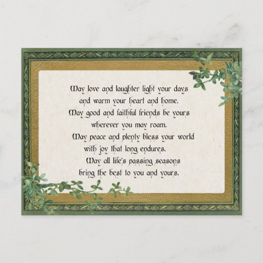  Irish Blessing & Clover in  Lijst Feestdagenkaart (Voorkant)