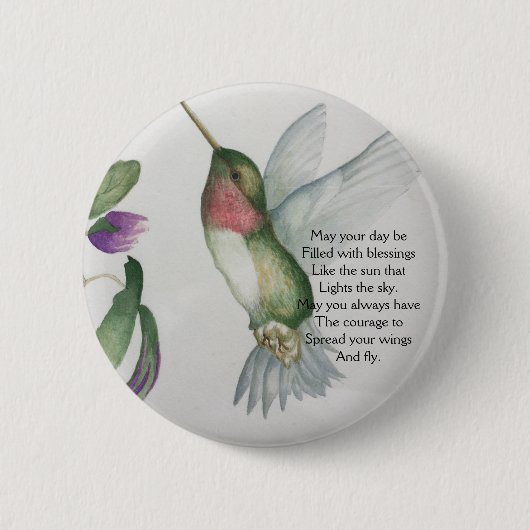 Irish Blessing Courage Pretty Bird Garden Ronde Button 5,7 Cm (Voorkant)