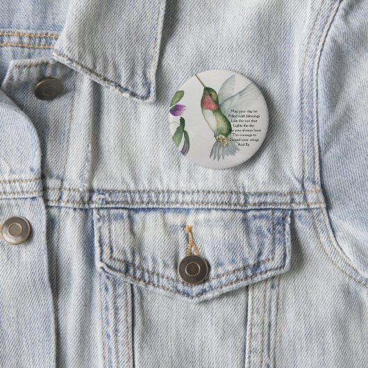 Irish Blessing Courage Pretty Bird Garden Ronde Button 5,7 Cm (In situ)