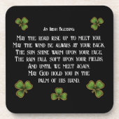 Irish Blessing en Shamrocks zwart en groen Bier Onderzetter (Voorkant)