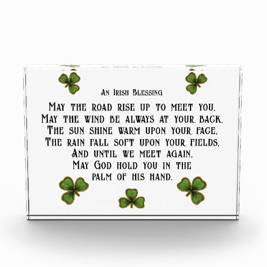 Irish Blessing en Shamrocks zwart en groen Fotoblokken (Voorkant)