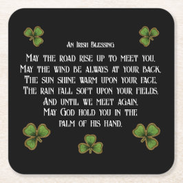 Irish Blessing en Shamrocks zwart en groen Kartonnen Onderzetters