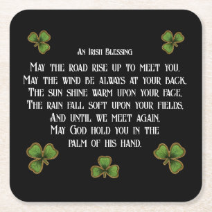 Irish Blessing en Shamrocks zwart en groen Kartonnen Onderzetters