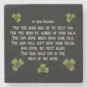 Irish Blessing en Shamrocks zwart en groen Stenen Onderzetter