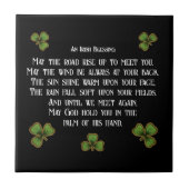 Irish Blessing en Shamrocks zwart en groen Tegeltje (Voorkant)