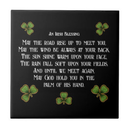 Irish Blessing en Shamrocks zwart en groen Tegeltje
