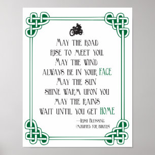 Irish Blessing for Bikers grappige motorfiets Poster