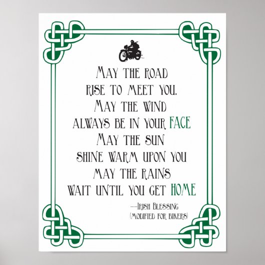 Irish Blessing for Bikers grappige motorfiets Poster (Voorkant)