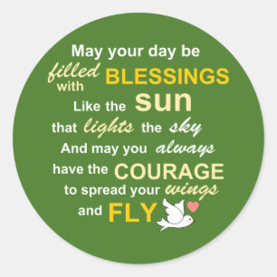 Irish Blessing for Courage - Typografie in Green Ronde Sticker