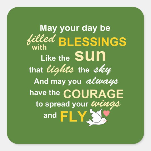 Irish Blessing for Courage - Typografie in Green Vierkante Sticker (Voorkant)