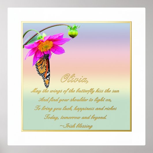 Irish Blessing for Girl Folie Text Print Poster (Voorkant)