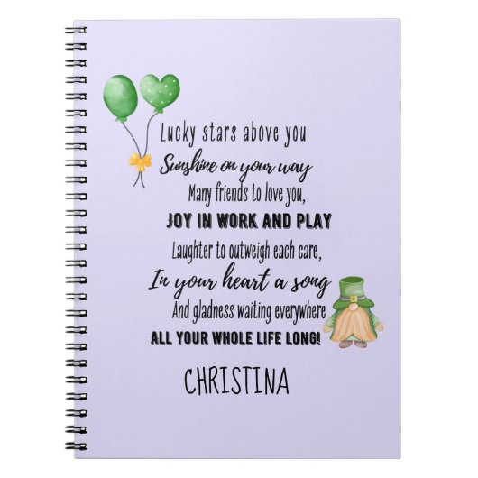 Irish Blessing for Goddochter Teen of Child Named Notitieboek (Voorkant)