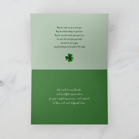 Irish Blessing Funeral Bedankt Kaart bericht (Binnen)