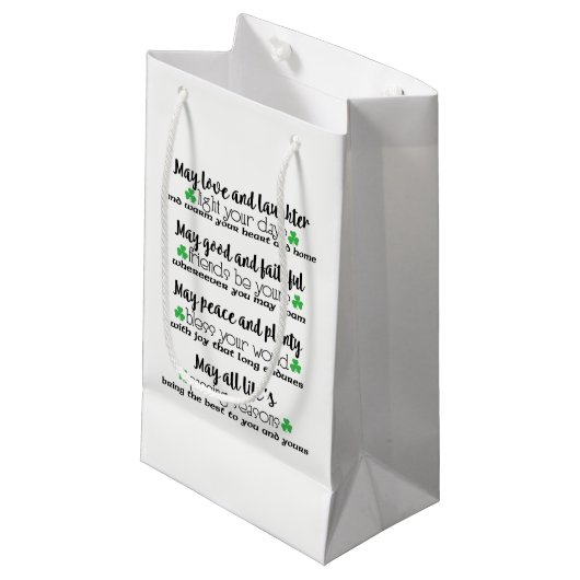 Irish Blessing Gift Bag Klein Cadeauzakje (Voorkant Gekanteld)