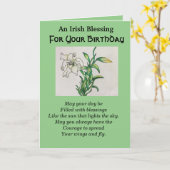 Irish Blessing Happy Birthday Courage White Lily Kaart (Gele Bloem)