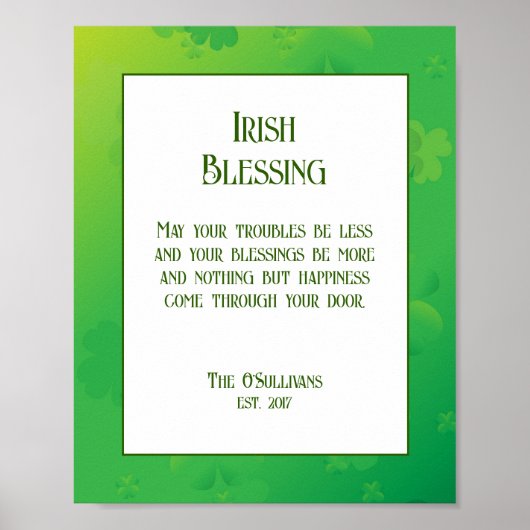 Irish Blessing Housewarming Gift Poster (Voorkant)